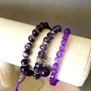 Elegant Purple amethyst Beaded Bracelet Set